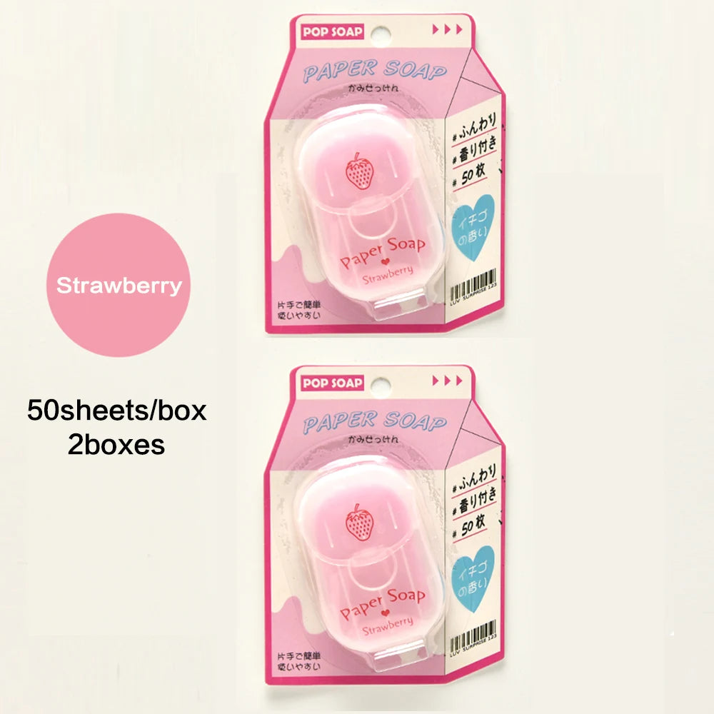 Portable Hand Soap Sheets for Travel – Dissolving Cleanser Wipes, Alcohol-Free, 50 Sheets/Box
