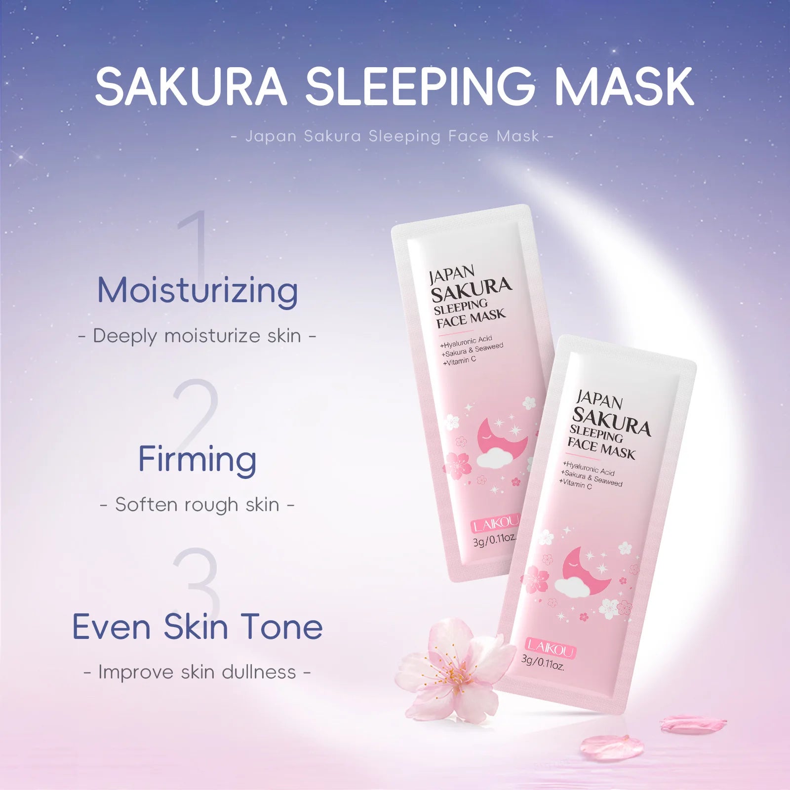LAIKOU 7-Piece Sleeping Face Mask Set — Snail & Matcha