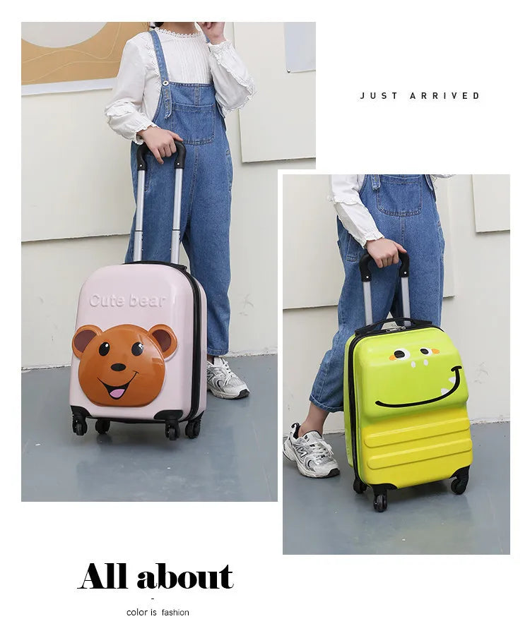 18-Inch ABS Kids’ Spinner Suitcase – Cute Animal 3D Design