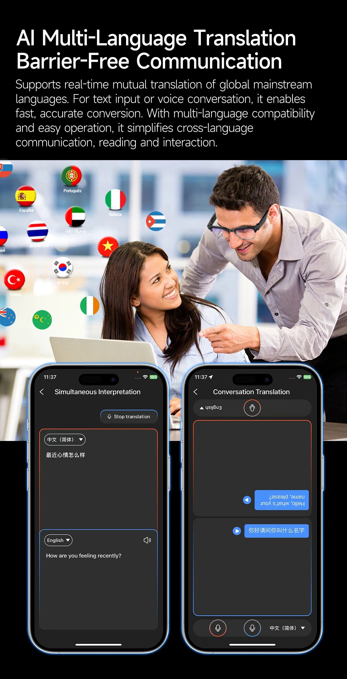 2026 800W Dual-Lens AI Smart Glasses — 4K HD, AI Translation, Bluetooth 5.3 & ChatGPT