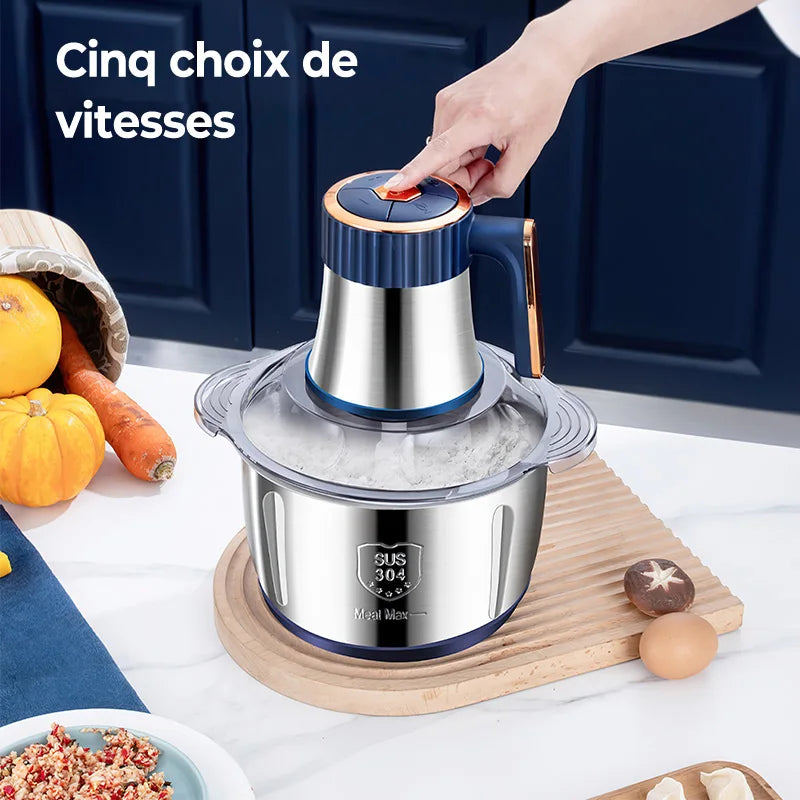 5L Electric Meat Grinder & Food Crusher – Stainless Steel, Multifunctional Vegetable Slicer, Chopper & Blender