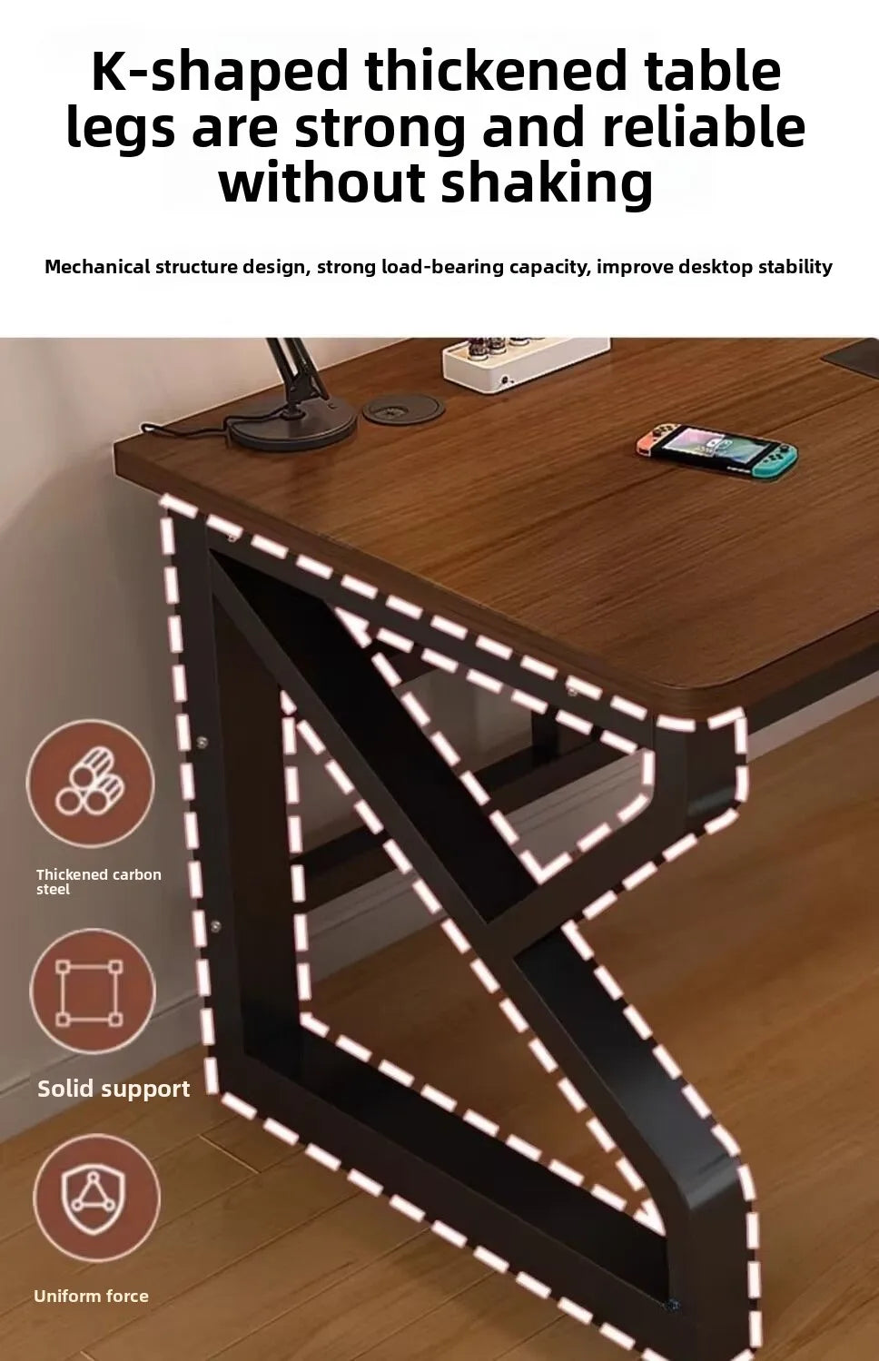 Solid Wood Core Gaming & Home Office Desk — E0 Eco-Friendly, Dual Cable Management, Multiple Sizes & Styles