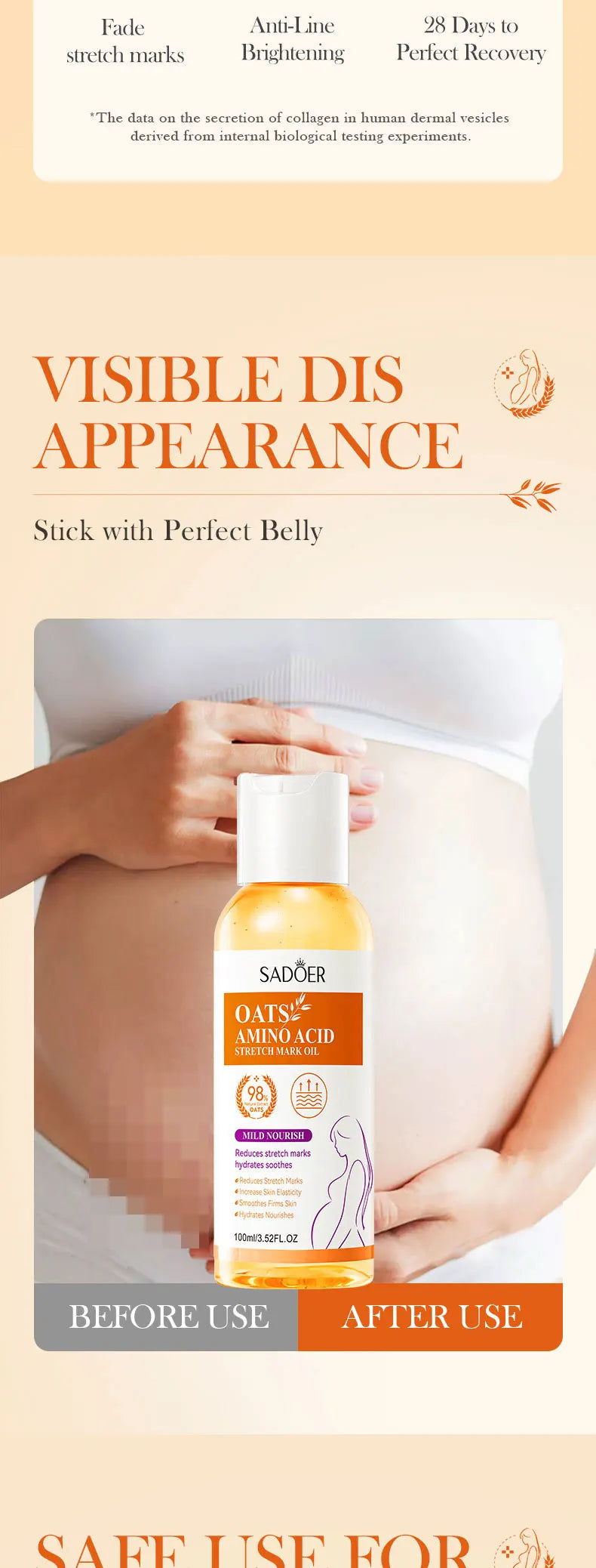 Stretch Marks Permanent Removal Oil — Oat Amino Acid Firming & Repair Body Oil 100ml