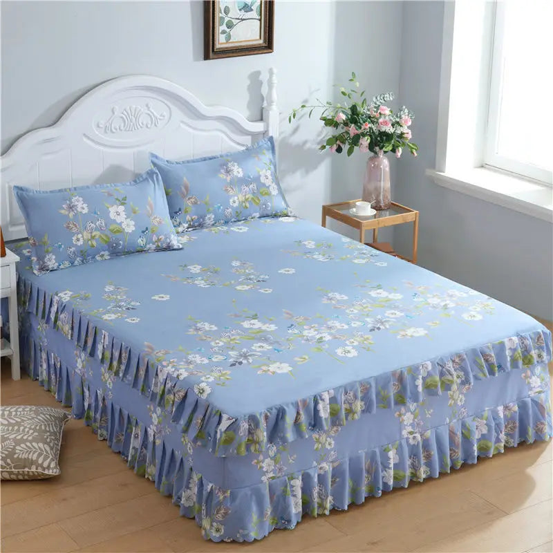 Cotton Quilted Bed Skirt – Double-Thickened Non-Slip Breathable Mattress Cover