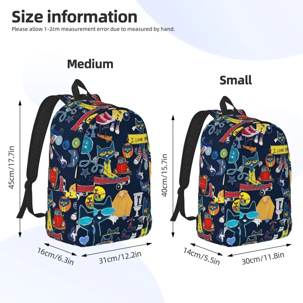 Pete the Cat Canvas Backpack – Cartoon Laptop Daypack for School & Travel