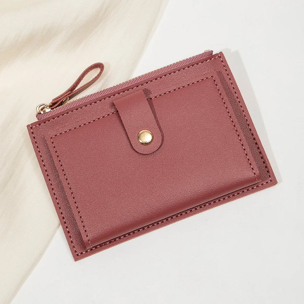 Minimalist Ultra-Thin PU Leather Women's Wallet – Short Zero Wallet & Credit Card Holder in 5 Colors