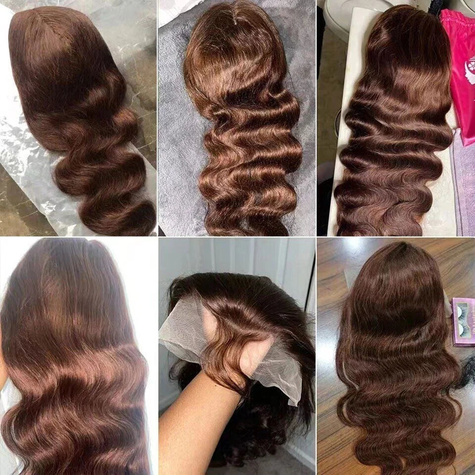 Transparent 30 Inch Chocolate Brown Colored Lace Front Wig Body Wave 13X4 13X6 Lace Frontal Human Hair Wigs For Women