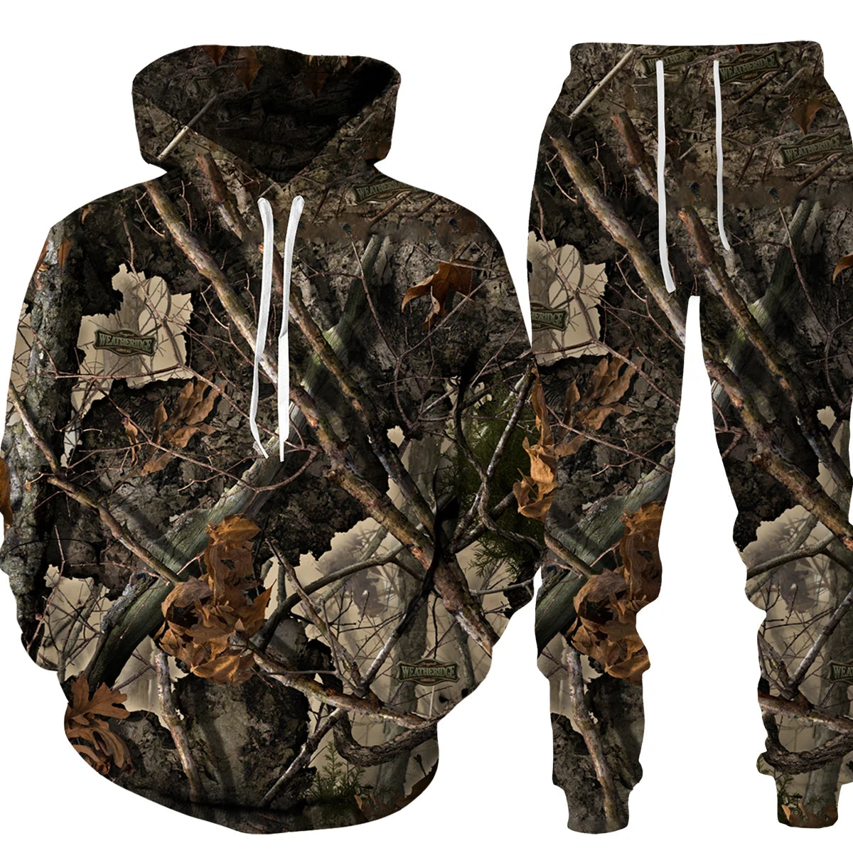 Men's Camouflage Animal 3D Print Hoodie & Pants Tracksuit – Unisex 2-Piece Set