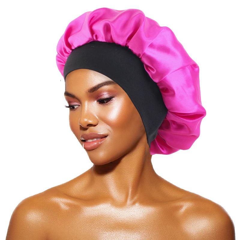 Satin Sleep Bonnet — Wide-Brim Hair Care Cap