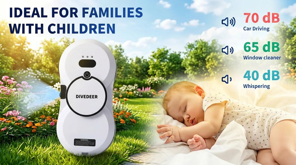 DIVEDEER Window Cleaning Robot – 5600PA Suction, Electric Spray & Fall Prevention Remote Cleaner