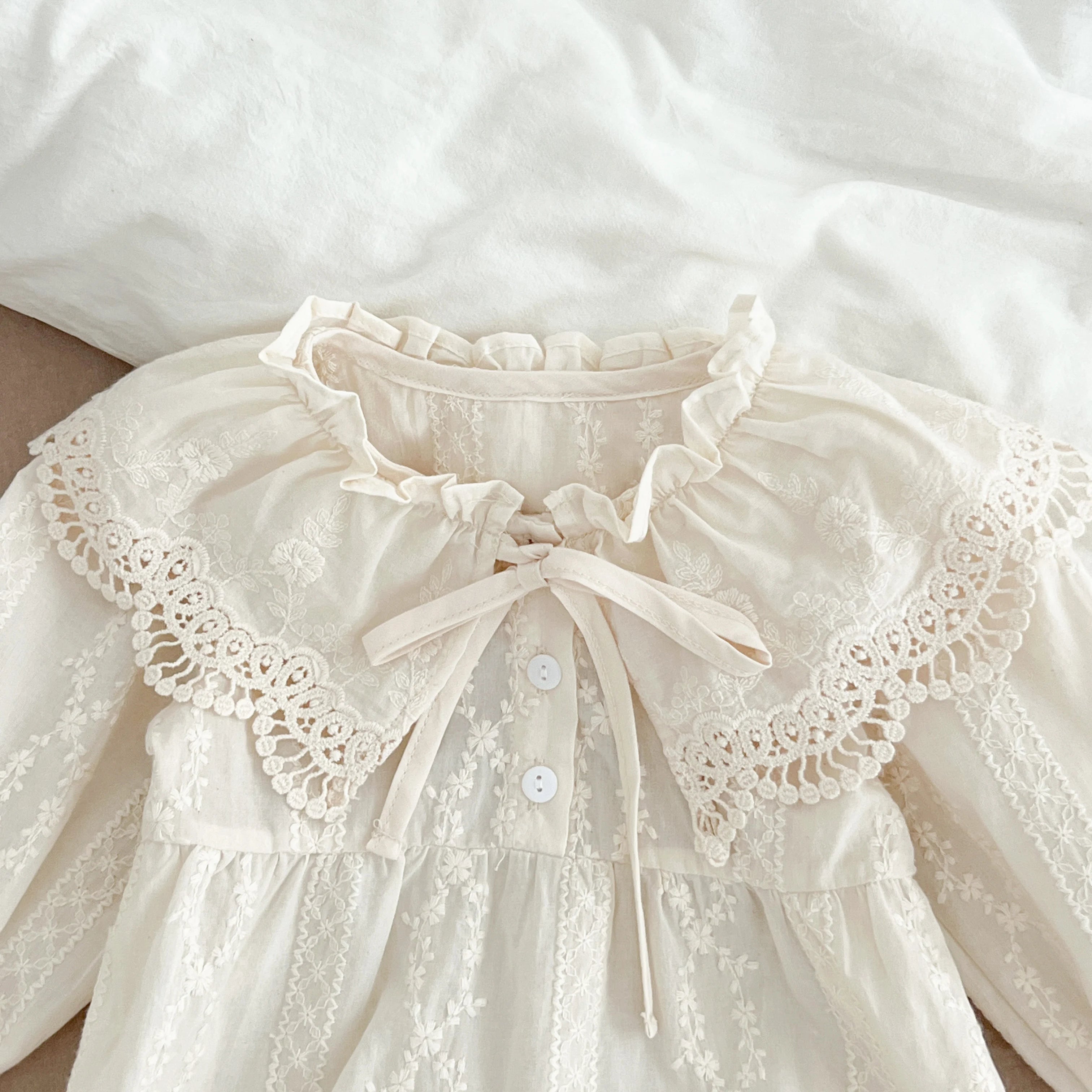 Ruffle Trim Lace Collar Baby Girls Dress — Sweet Princess Party Dress