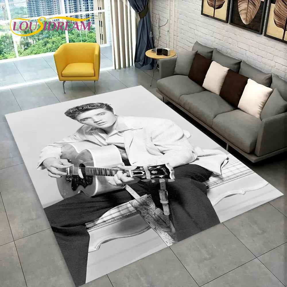 Elvis Presley Retro Area Rug – 3D Non-Slip Floor Mat for Living Room, Bedroom & Doormat, 27 Designs & 9 Sizes