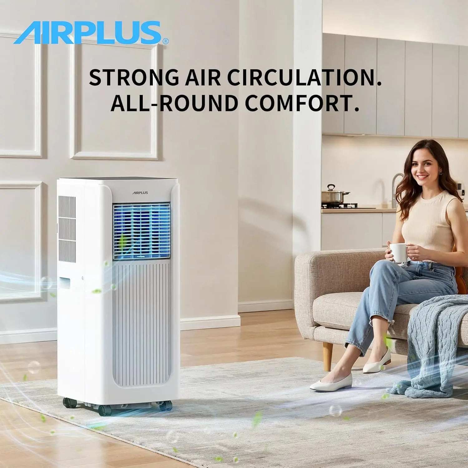 AIRPLUS Portable Air Conditioner — 550 Sq Ft AC Unit with Dehumidifier, Remote, Sleep Mode & Quiet Cooling
