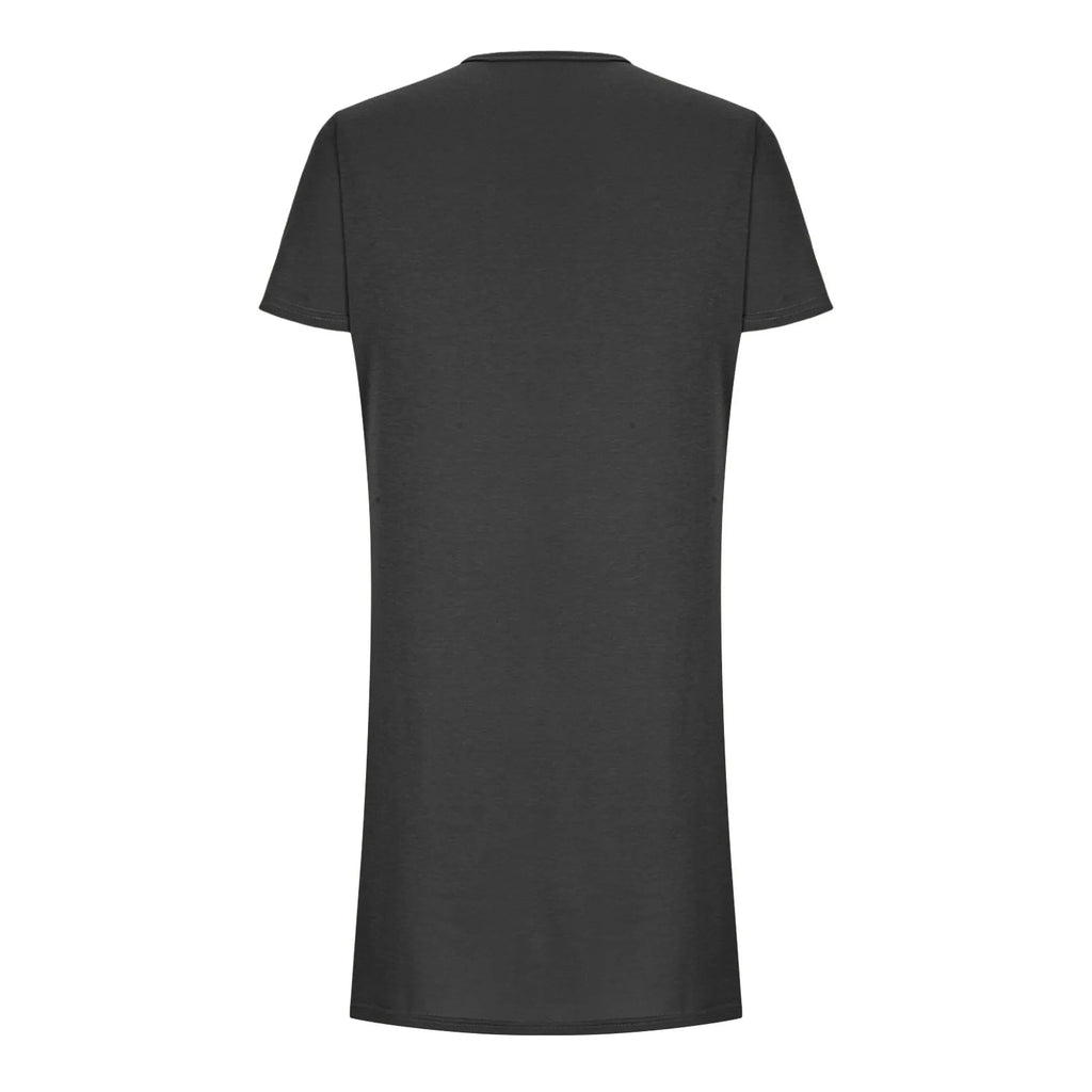 Solid Color Pocket Casual Sports Dress — Short Sleeve O-Neck A-Line Knee-Length Dress