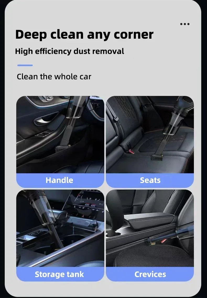 Cordless Handheld Car Vacuum — 6000Pa Wet & Dry Portable Vacuum with HEPA Filter