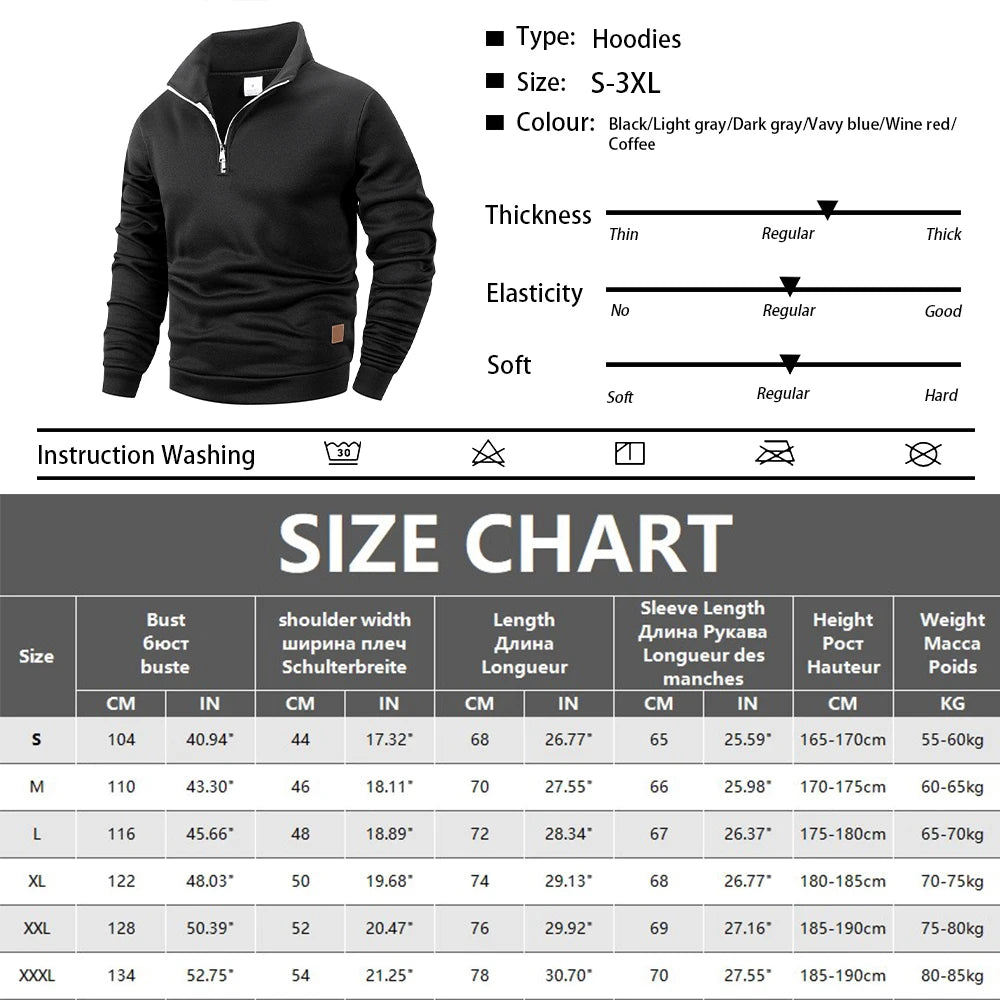 Men's Half-Zip Stand Collar Knitted Pullover — Smart Casual Knitwear