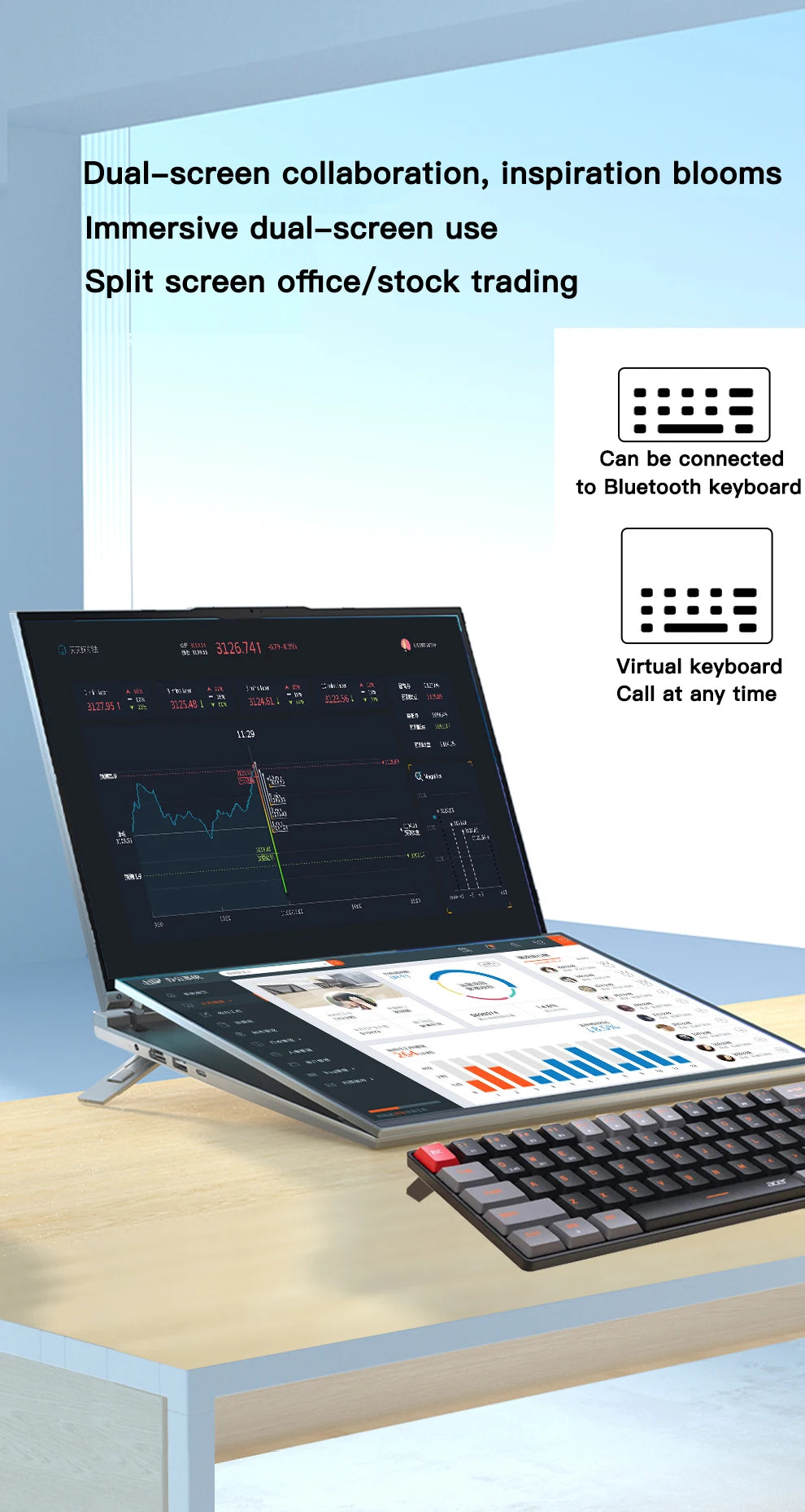 GLF-S1 16"+16" Dual-Screen Laptop – Intel 12th Gen, Up to 32GB DDR4, 2TB SSD, Dual Touch, Windows 11