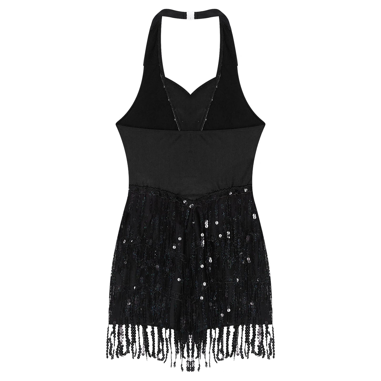 Women's Sequin Dance Dress – Shiny Sleeveless Latin Jazz Tango Salsa Leotard Bodysuit Outfit