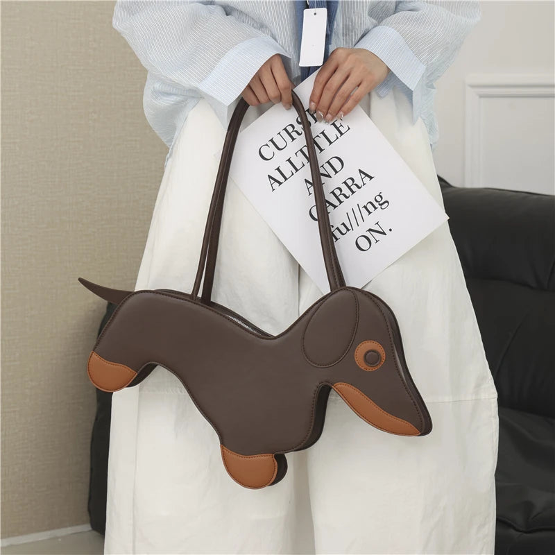 Sausage Dog Novelty TPU Tote Bag – Cute Doll Top Handle Shoulder Bag for Women