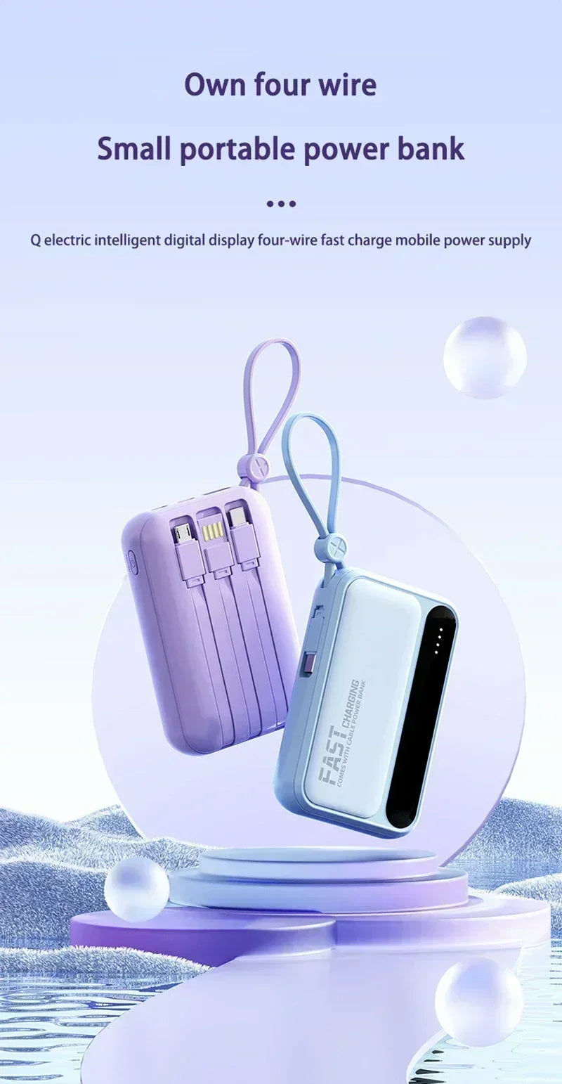 VIVO 500000mAh Power Bank – Built-in 4 Cables Super Fast Charging Portable External Battery 2026