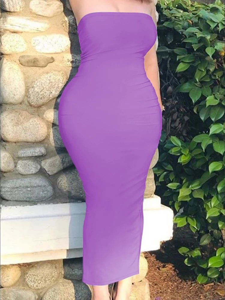 Women's Sexy Sleeveless Chest Wrap Long Beach Dress – Strapless Maxi Dress
