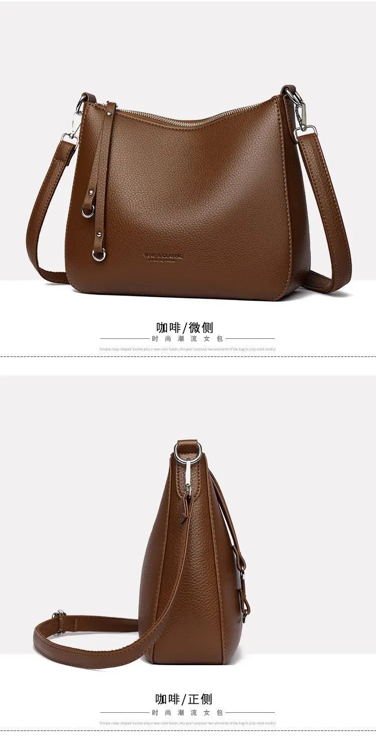Luxury PU Letter Detail Shoulder Crossbody Tote Bag – Large Capacity Messenger Handbag for Women
