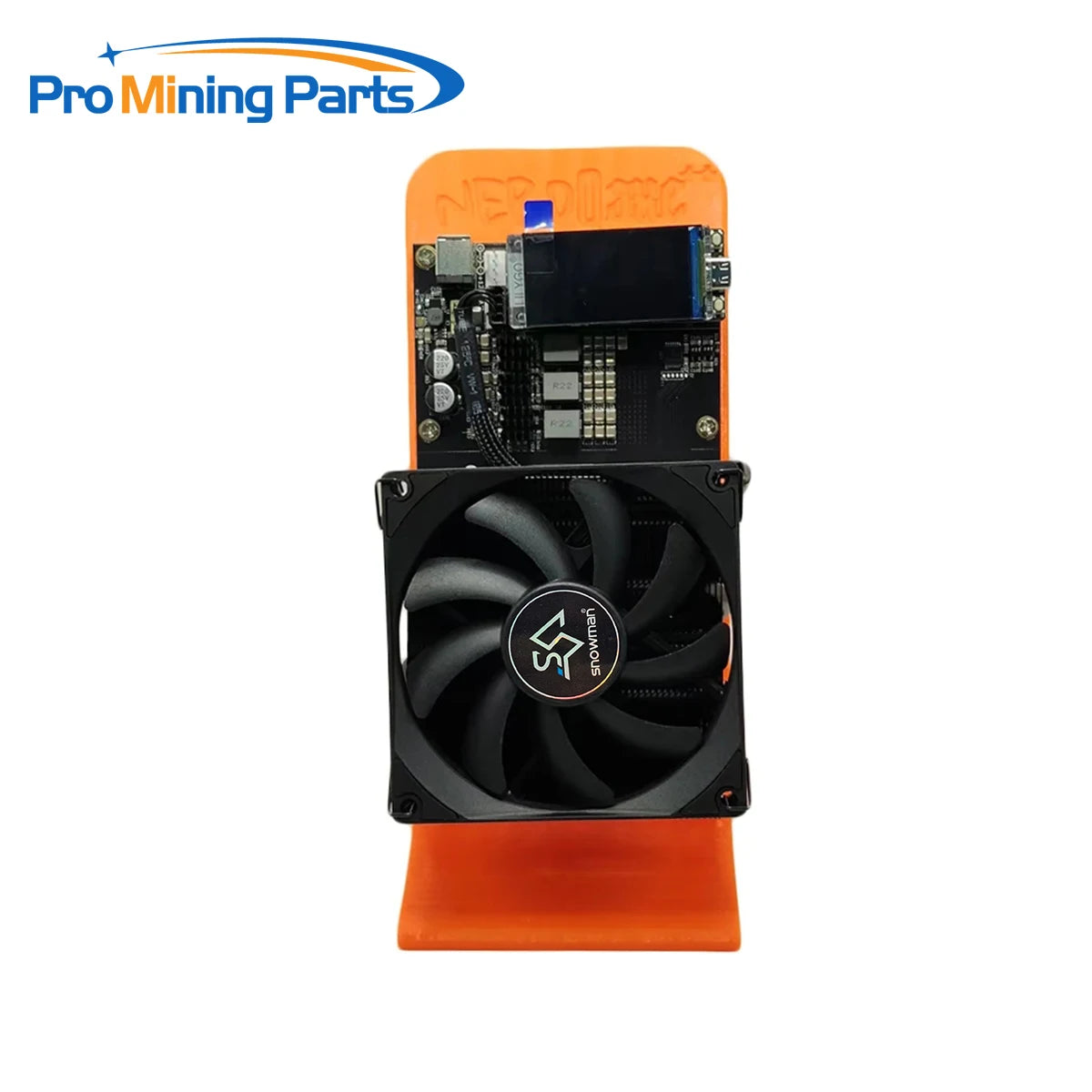 NerdQaxe++ Rev6.1 Bitcoin Solo Miner – 6 TH/s, 75W, 4× BM1370 ASIC, Wi-Fi, Orange & Black