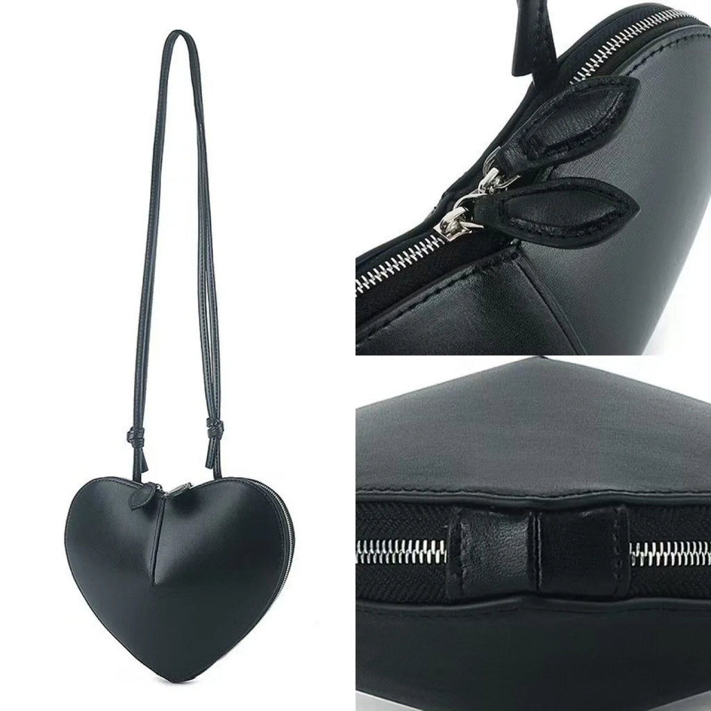 Genuine Leather 3D Heart-Shaped Shoulder Bag – Niche Style Crossbody Underarm Bag for Women