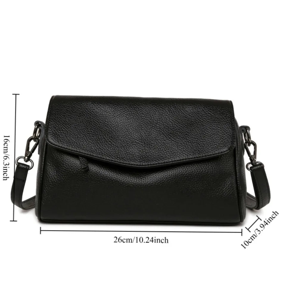 VANDERWAH 100% Genuine Cow Leather Flap Crossbody Shoulder Bag – Designer Messenger Handbag for Women