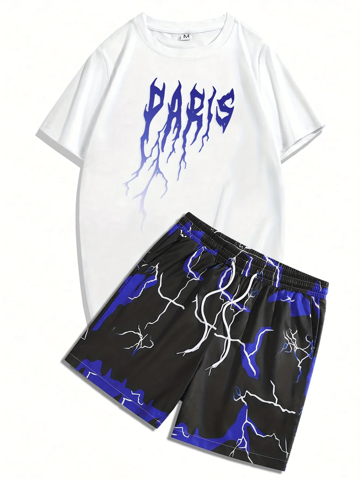 Men's Hip-Hop Bear Print Short Sleeve Sports Set – Quick-Dry 2-Piece Streetwear