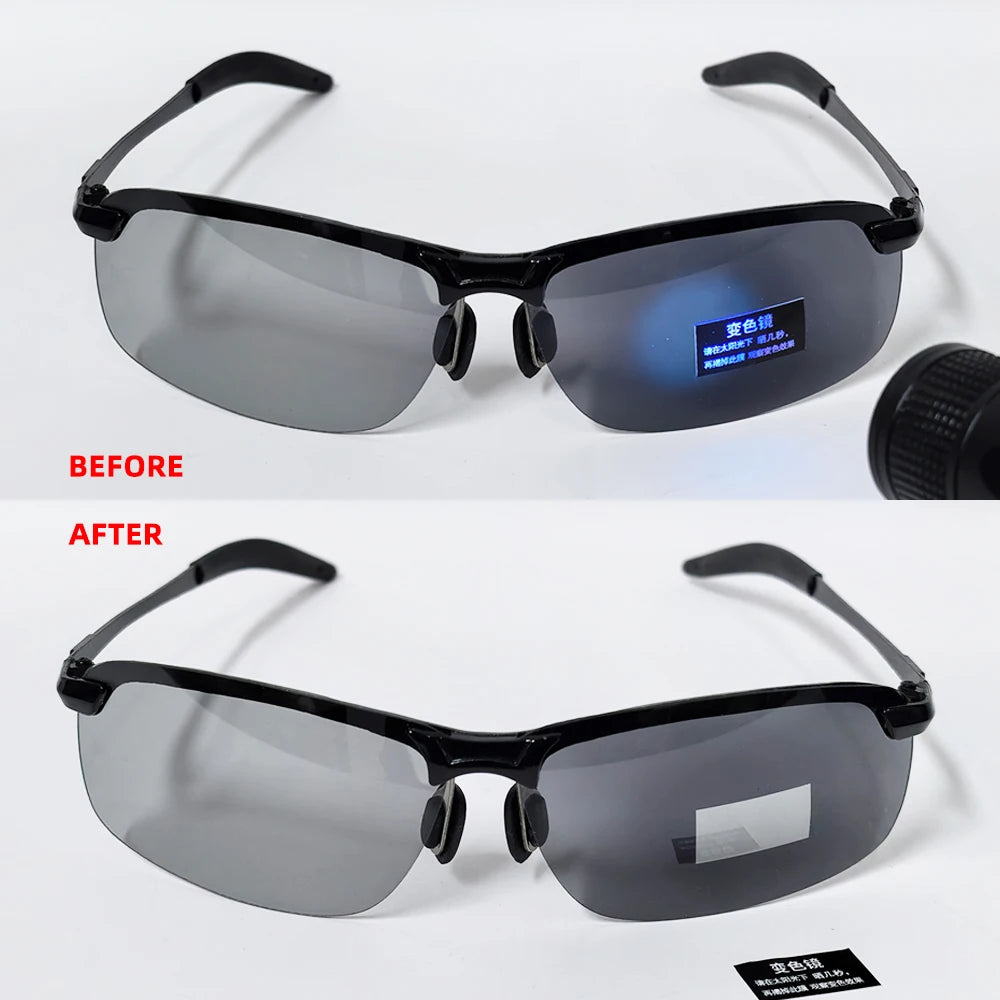 Half-Frame Photochromic Polarized Sunglasses | Vintage Metal Night Vision Driving Shades