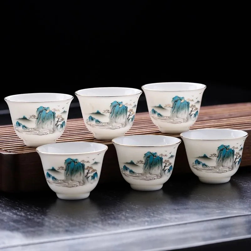 Porcelain Teacup Set – Six 60ml Tea Tasting Cups