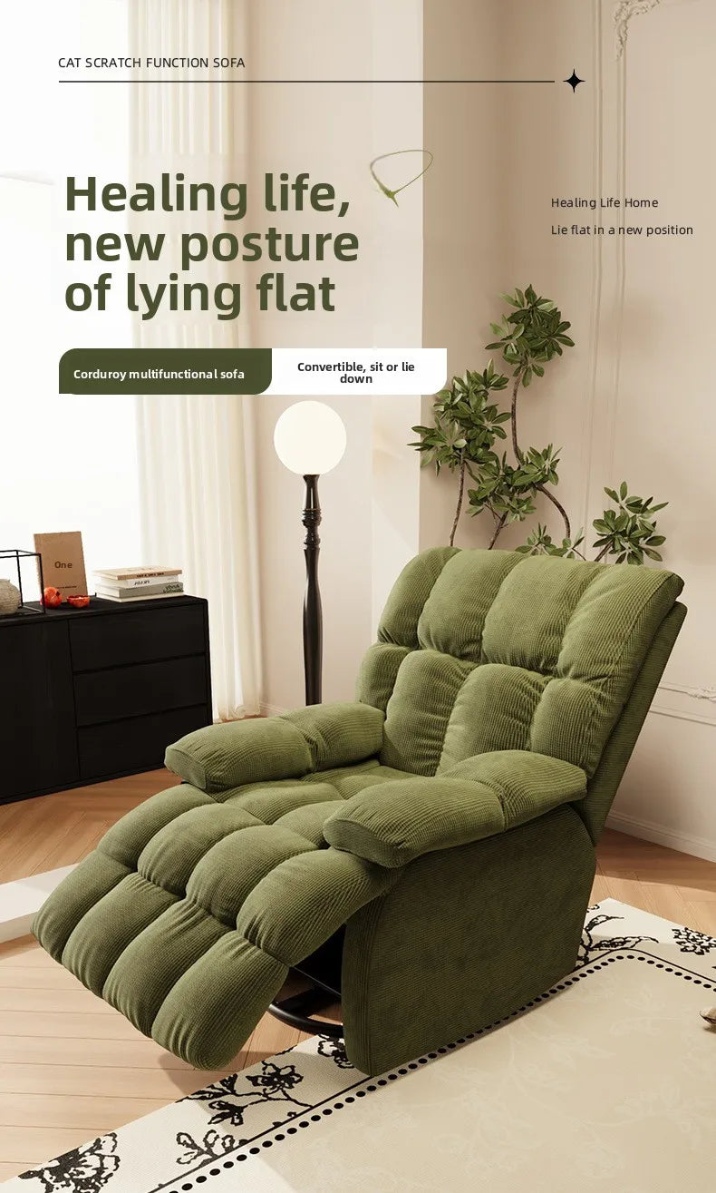 Five-Position Fabric Lounge Chair with Padded Arms