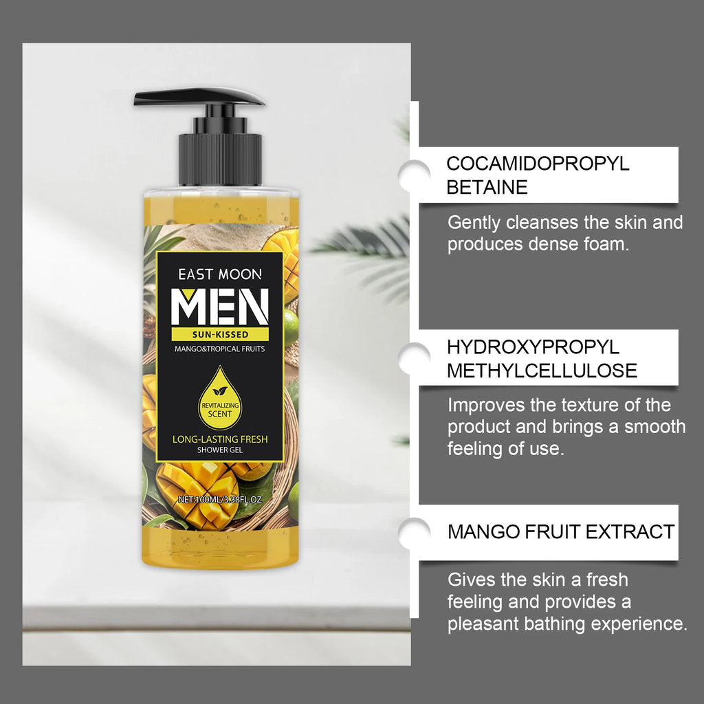 Men's Lasting Fragrance Shower Gel 100ml – 4 Scents, Deep Cleansing & Natural Plant Extract