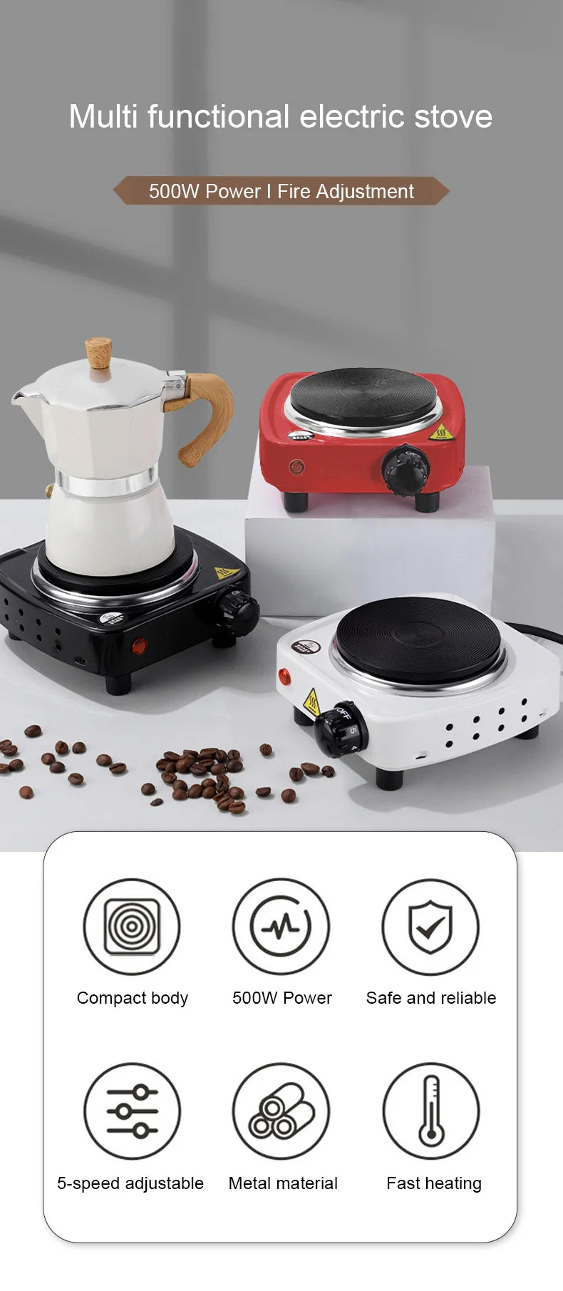 DMWD 110V Electric Hot Plate & Mini Stove – Coffee, Milk Tea & Mocha Heater, Small Furnace, US Plug