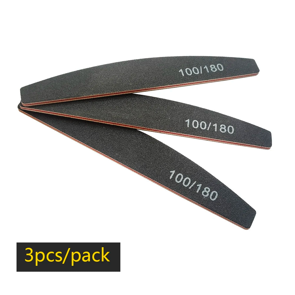 Nail File Buffer 100/180 Grit – Double-Sided Half Moon Sandpaper Nail Sanding & Manicure Tool