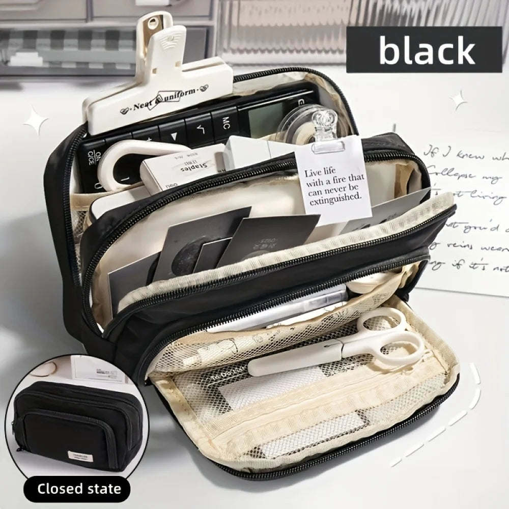 Large Capacity Pencil Case – Handheld Pen Bag & Cosmetic Pouch for School, Office & Travel