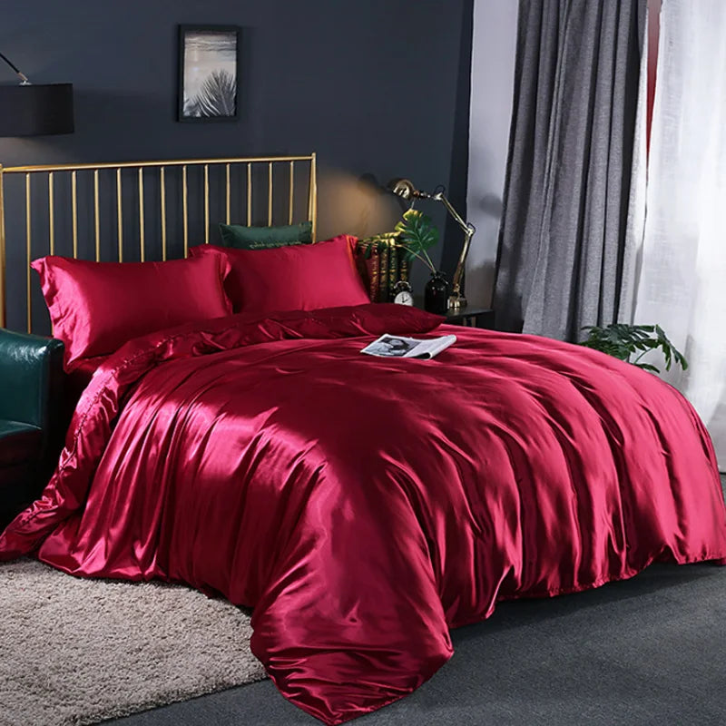 Silky Textured Duvet Cover Set – Microfiber Comforter Cover with Pillow Shams, Multiple Sizes