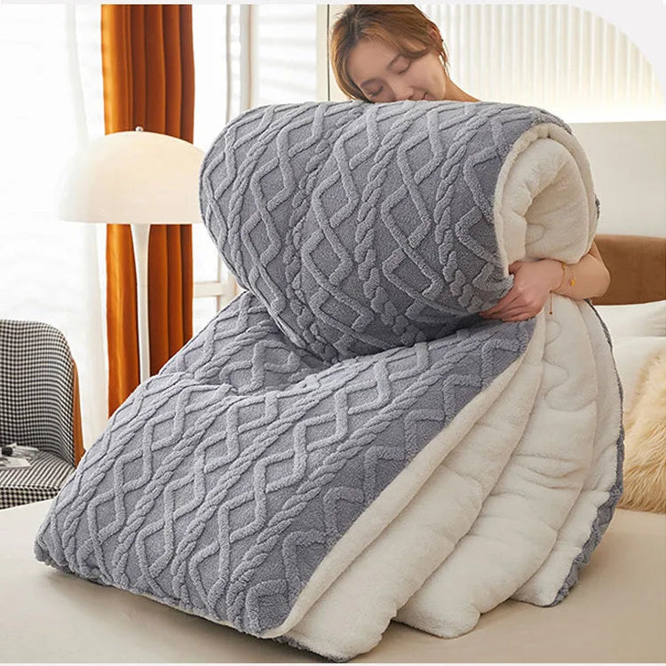 Thick Fleece Bed Blanket – Faux Lamb Plush Comfort