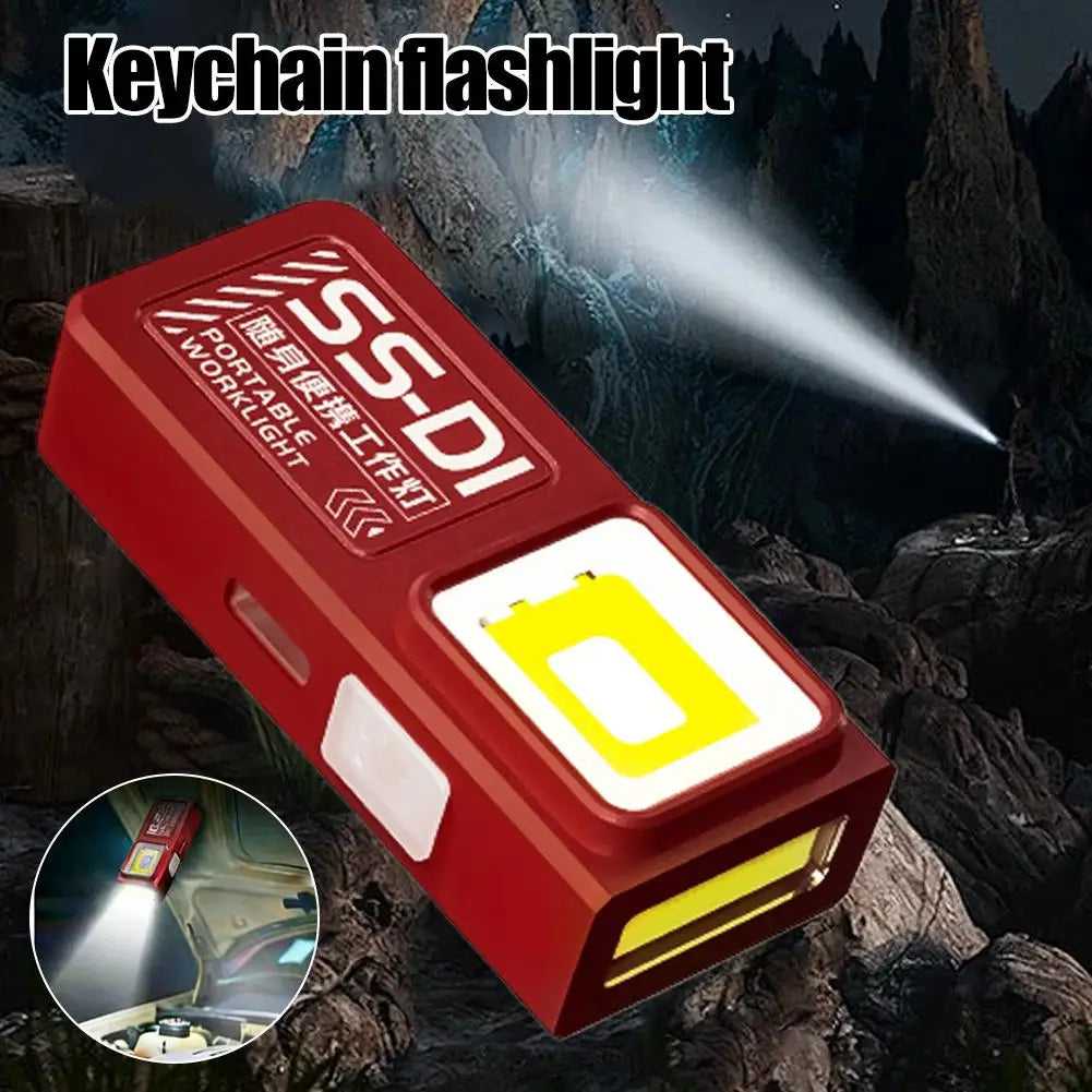 Mini COB LED Keychain Flashlight – USB-C Rechargeable, 5-Mode, IPX6 Waterproof EDC Pocket Light