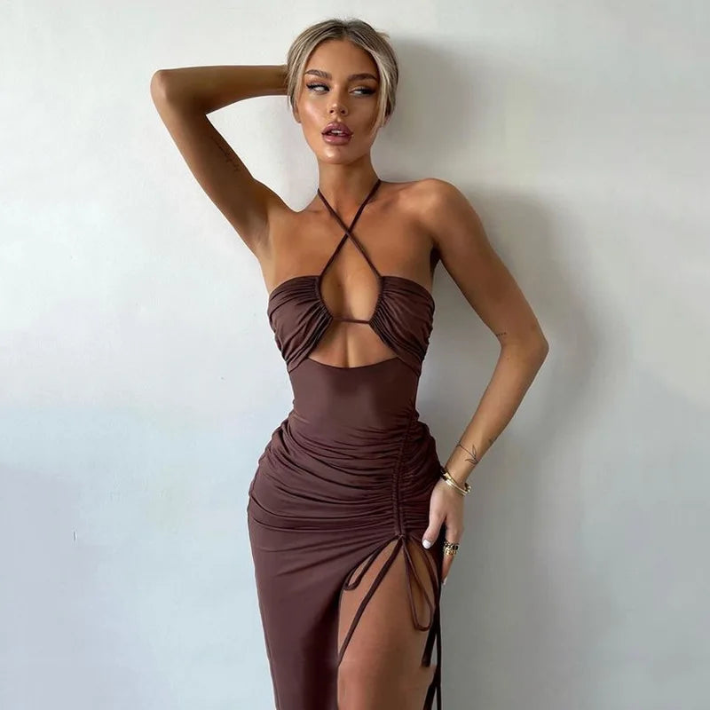 Sleeveless Backless Bodycon Club Midi Dress — Sexy Slim Night Party Dress