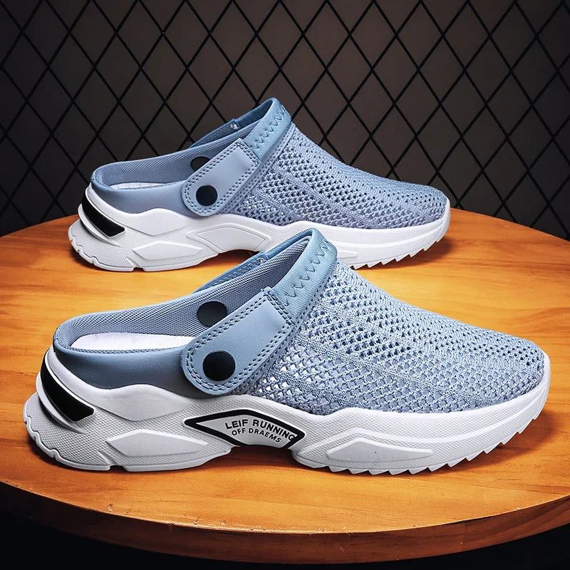 Men's Orthopedic Mesh Sandal Slippers – Hollow Out Breathable Diabetic Walking Shoes with Arch Support