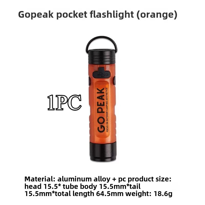 GOPEAK Pocket Mini Flashlight – Hat Clip, USB Rechargeable, Magnetic, Glow-in-Dark EDC Light