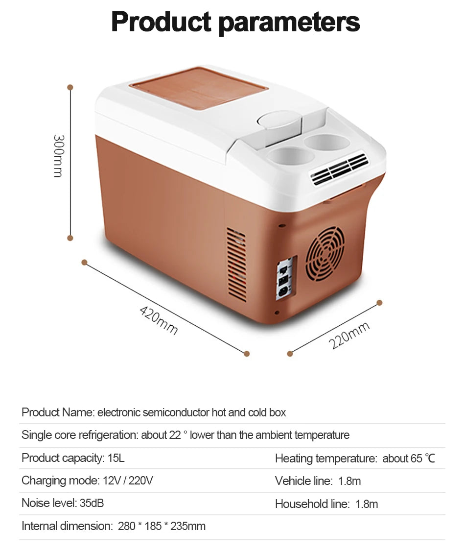 Yannice 15L Portable Mini Fridge — Home & Car Refrigerator with Digital Display & Super Cooling for Camping