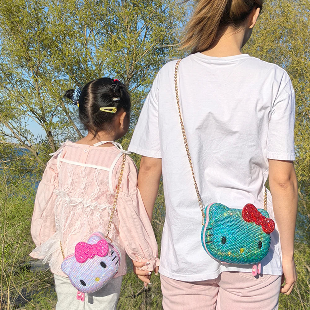 Handmade Rhinestone Crystal Crossbody Bag – Kawaii Kids Girls Handbag Birthday Gift