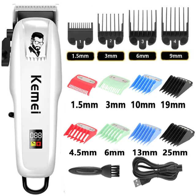 Kemei PG809A Professional Hair Clipper – Rechargeable Cordless Grooming Kit with LCD Display