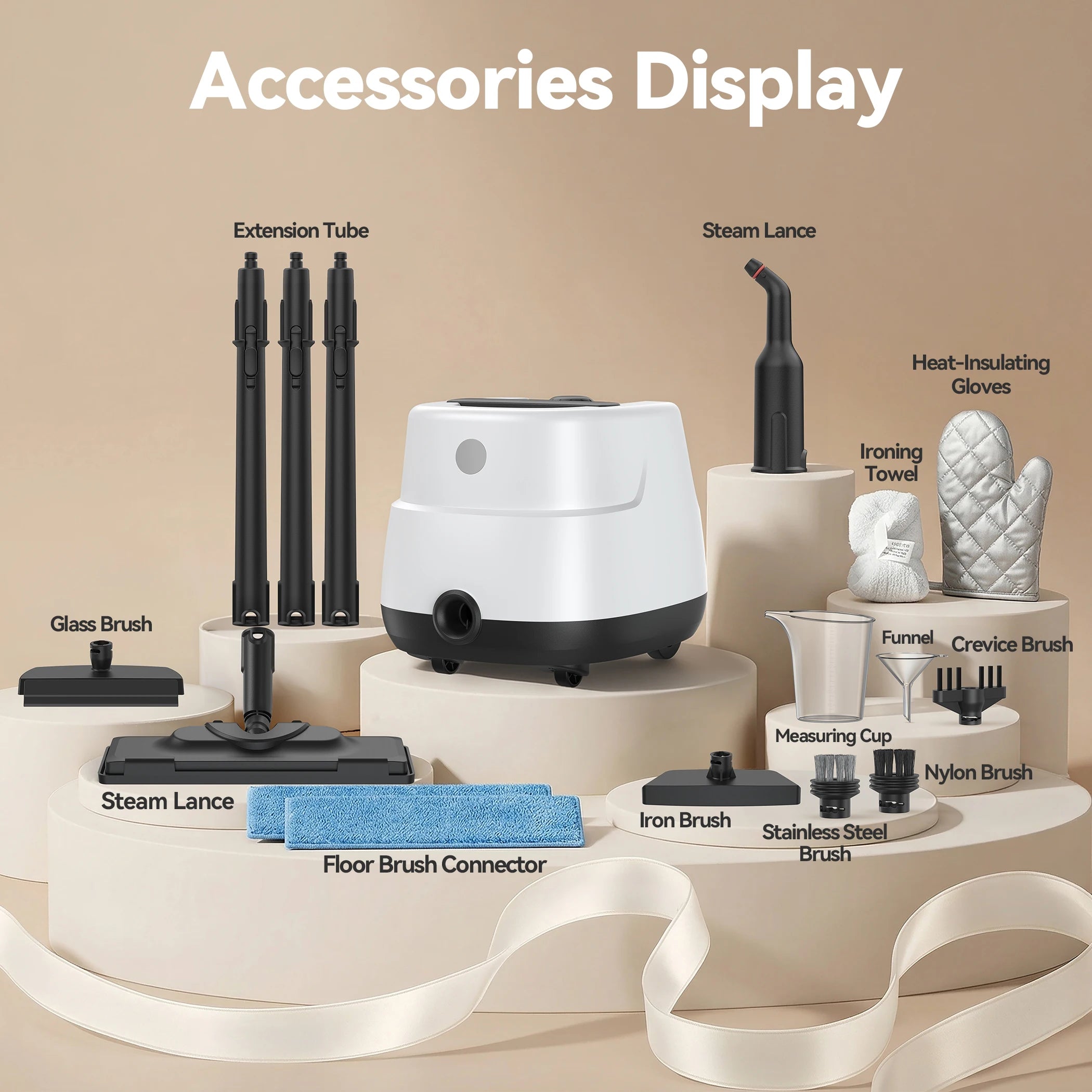 Multi-Surface Handheld Steam Cleaner — 1L Tank, 16 Accessories, High-Temp Deep Cleaning for Home, Kitchen, Car & Tile
