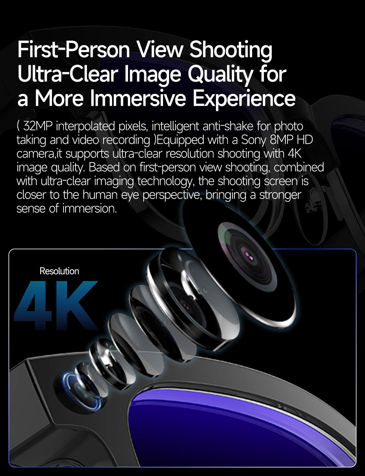 2026 800W Dual-Lens AI Smart Glasses — 4K HD, AI Translation, Bluetooth 5.3 & ChatGPT
