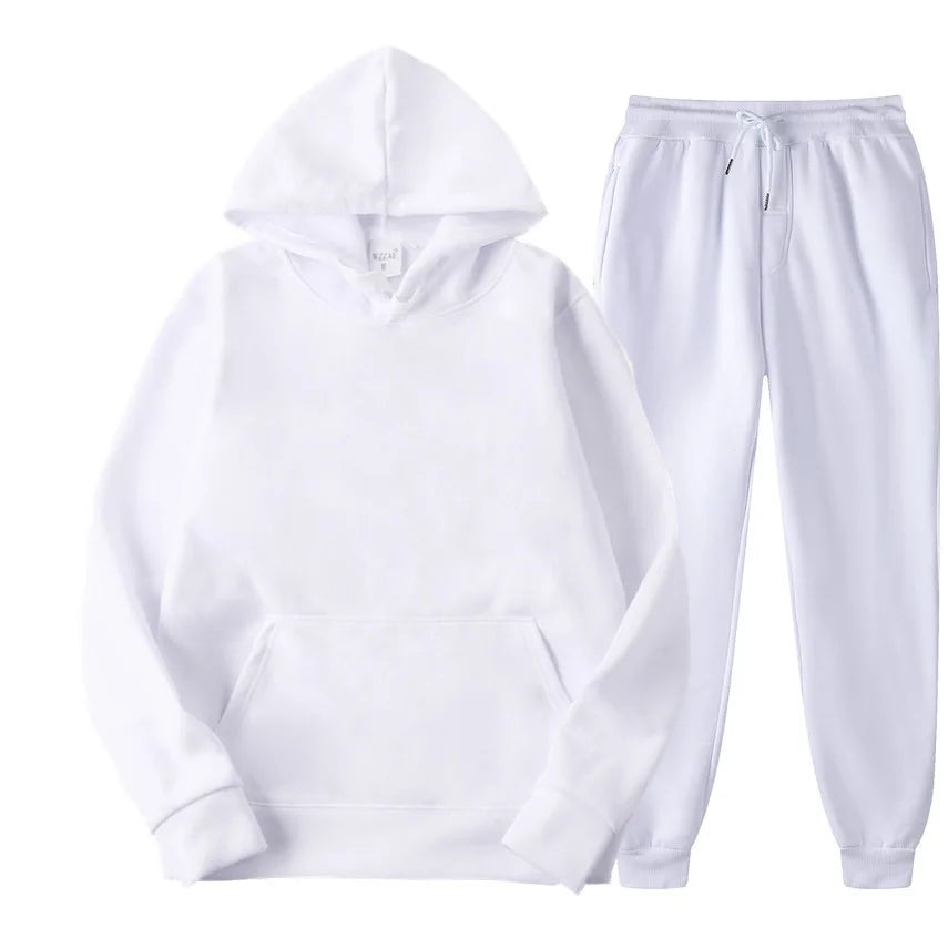 Men's Solid Color Hoodie & Pants Tracksuit Set – Fashionable Casual Sport (S–3XL)