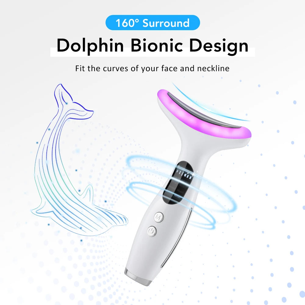 EMS Face & Neck Lifting Device – 7-Color LED, 45°C Heat & Vibration Skin Tightening Anti-Wrinkle Massager